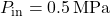P_{\text{in}} = 0.5\,\text{MPa}