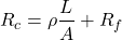 \[ R_c = \rho \frac{L}{A} + R_f \]