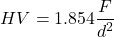 \[ HV = 1.854 \frac{F}{d^2} \]